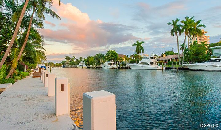 Intracoastal View from Luxury Waterfront Home, 2536 Lucille Drive, Fort Lauderdale, Florida 33316.
