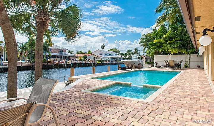 Pool Deck for Luxury Waterfront Home, 3208 Northeast 40th Court, Fort Lauderdale, Florida 33308
