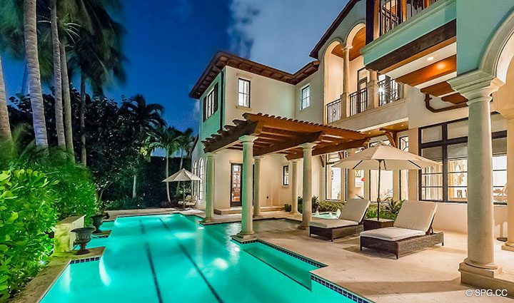 Evening at Luxury Waterfront Home, 2536 Lucille Drive, Fort Lauderdale, Florida 33316.