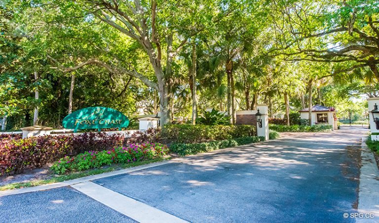Entrance into Foxe Chase Community and Luxury Estate Home, 16260 Bridlewood Circle, Delray Beach, Florida 33445