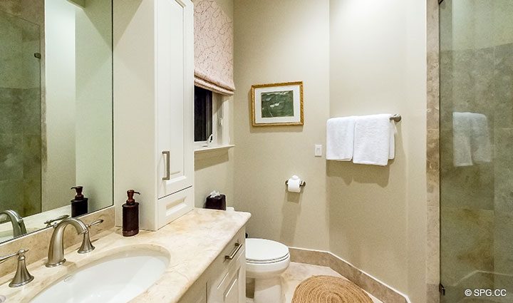 Guest Bath in Luxury Waterfront Home, 2536 Lucille Drive, Fort Lauderdale, Florida 33316.