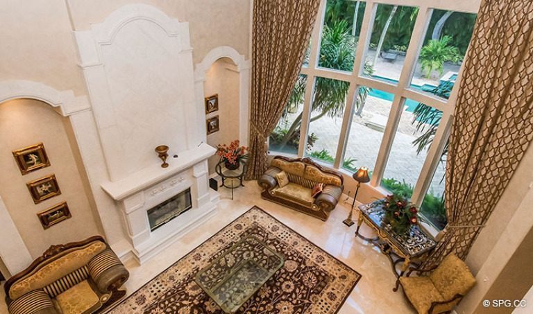 Living Room from 2nd Floor in Luxury Estate Home, 16260 Bridlewood Circle, Delray Beach, Florida 33445