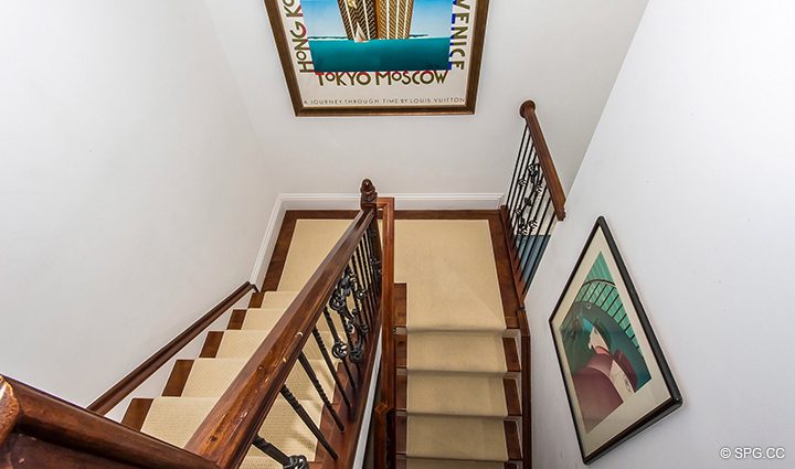 Stairway inside Luxury Waterfront Townhouse 12 at the Sea Ranch Club in Boca Raton, Florida 33431