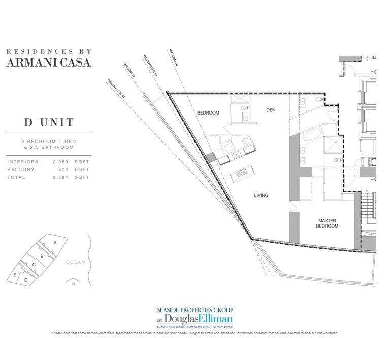 The D-54 Floorplan for Residences by Armani Casa, Luxury Oceanfront Condos in Sunny Isles Beach, Florida 33160