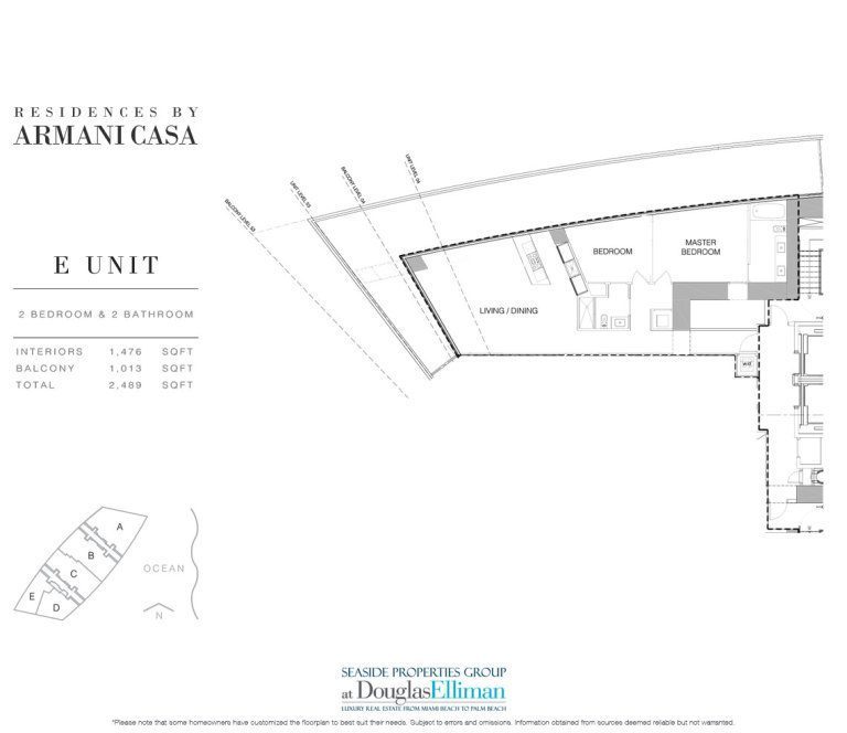The E-28 Floorplan for Residences by Armani Casa, Luxury Oceanfront Condos in Sunny Isles Beach, Florida 33160
