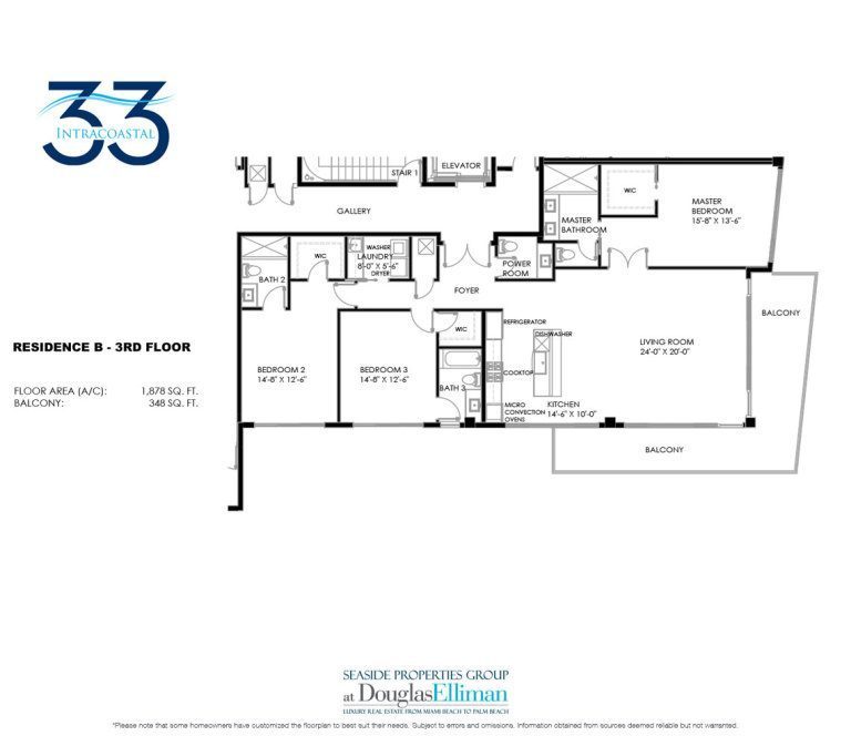 B3 Floorplan for 33 Intracoastal, Luxury Waterfront Condominiums in Fort Lauderdale, Florida 33306