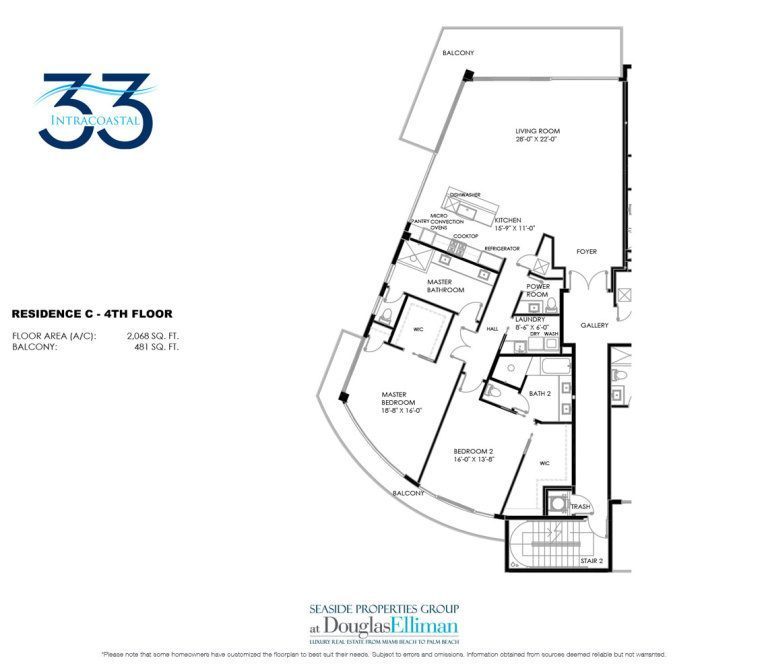 C4 Floorplan for 33 Intracoastal, Luxury Waterfront Condominiums in Fort Lauderdale, Florida 33306
