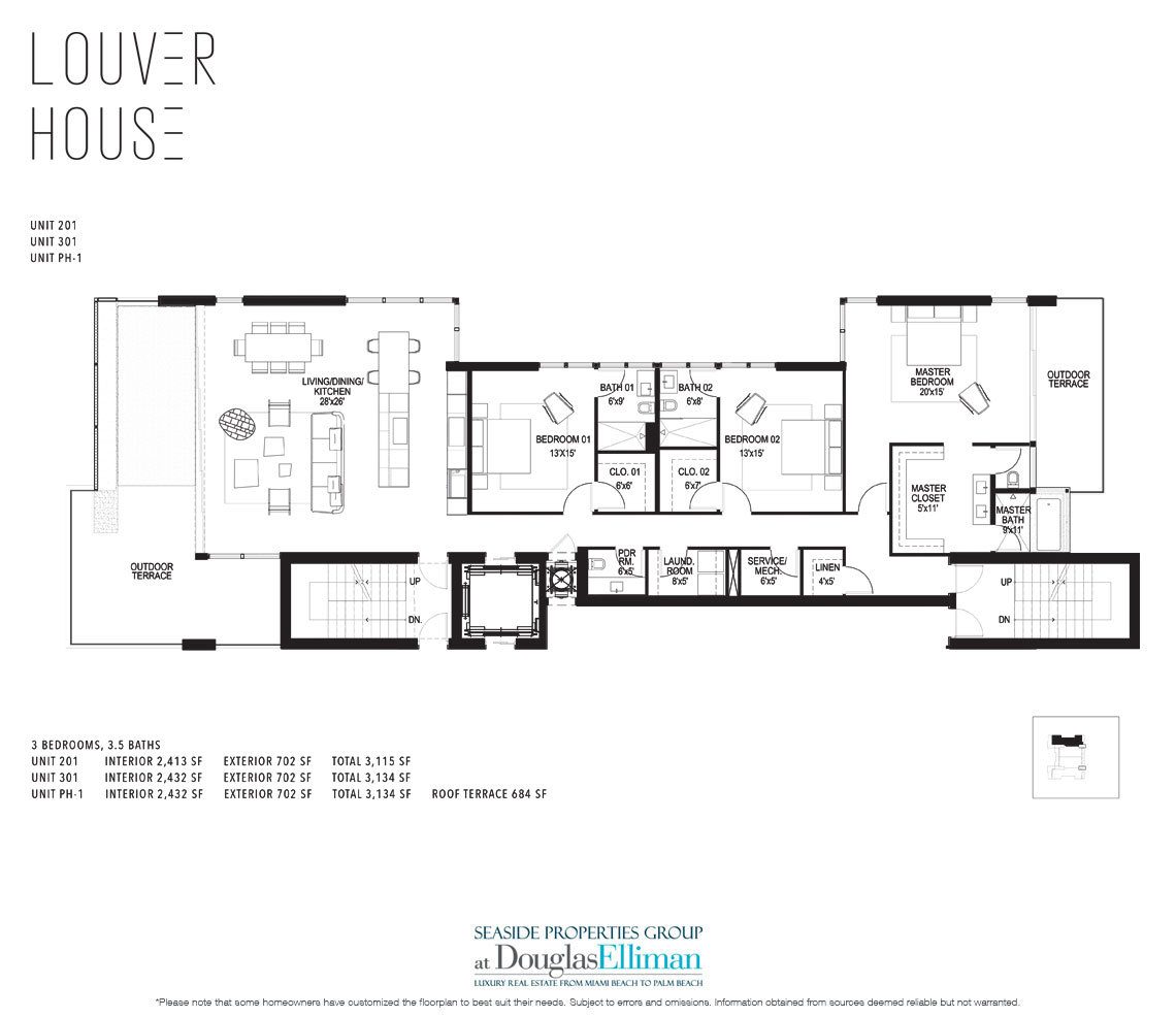 The Model 01 Floor Plan at Louver House, Luxury Seaside Condos in Miami Beach, Florida 33139