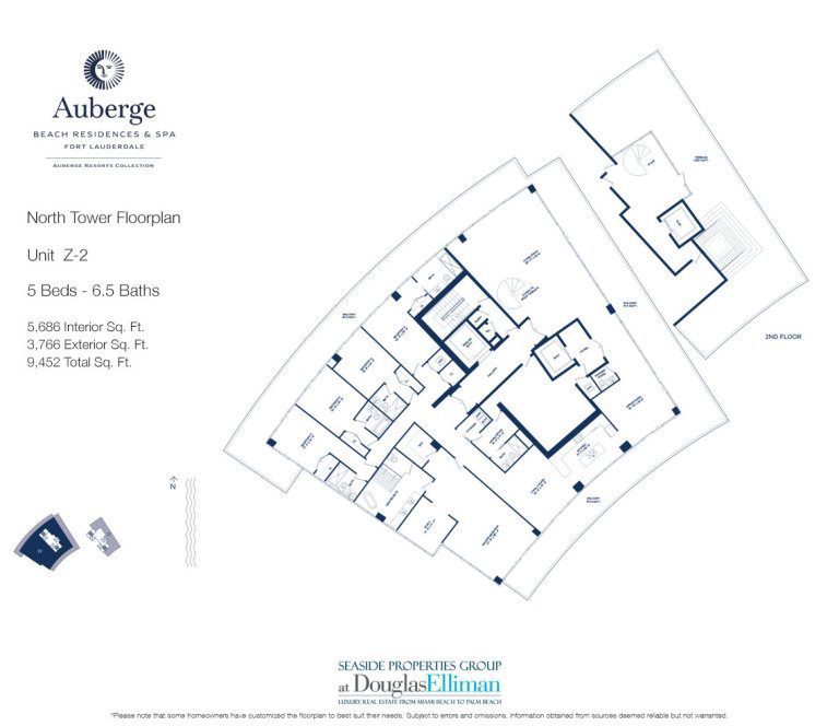 Unit Z-2 Floorplan for Auberge Beach Residences and Spa, Luxury Oceanfront Condos in Fort Lauderdale, 33305.