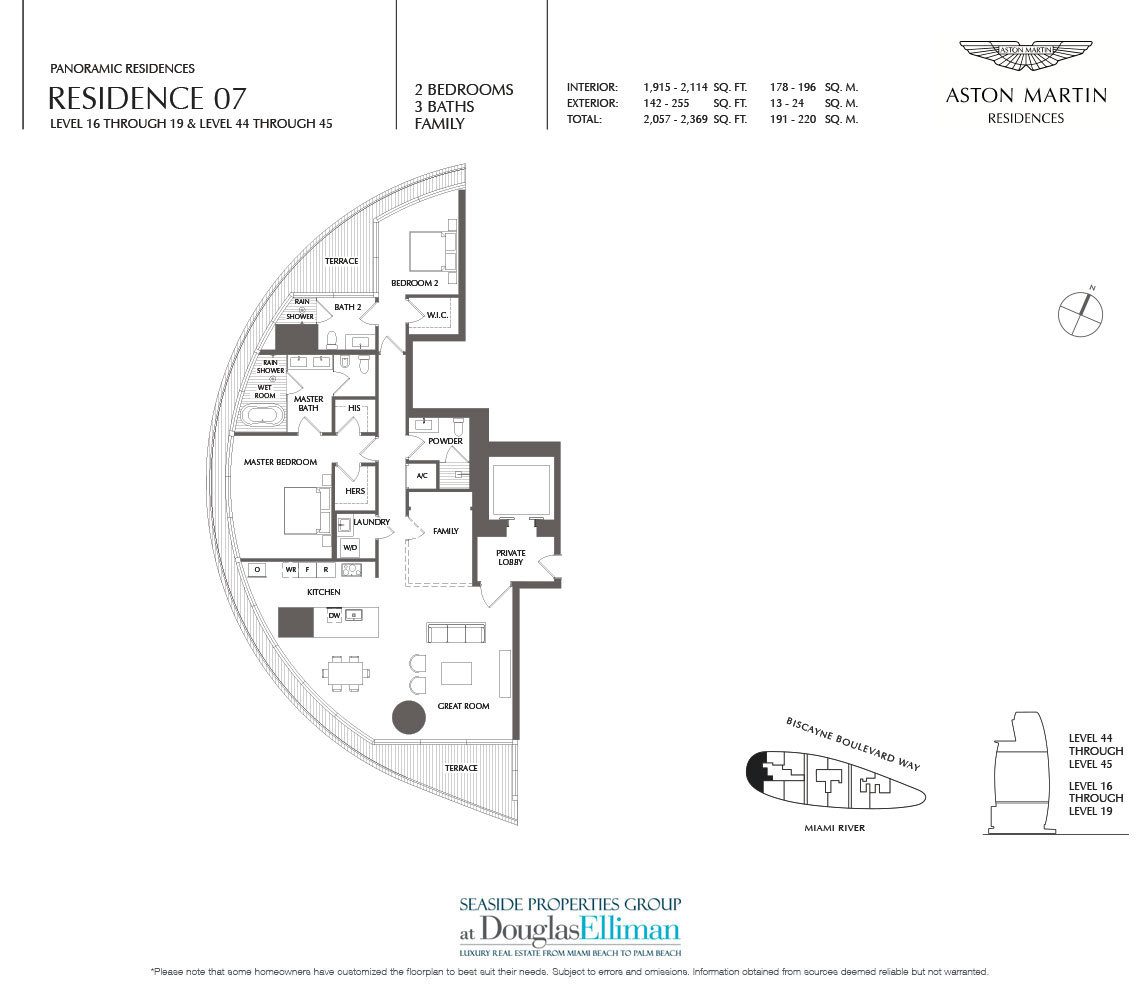 The Panoramic Residence 07 Floorplan at Aston Martin Residences, Luxury Waterfront Condos in Miami, Florida 33131