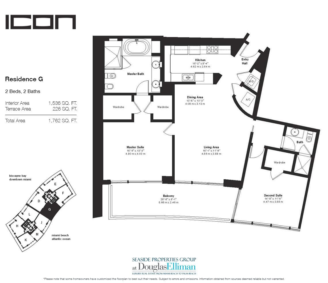 The Residence G Floorplan for ICON South Beach, Luxury Waterfront Condos in Miami Beach, Florida 33139