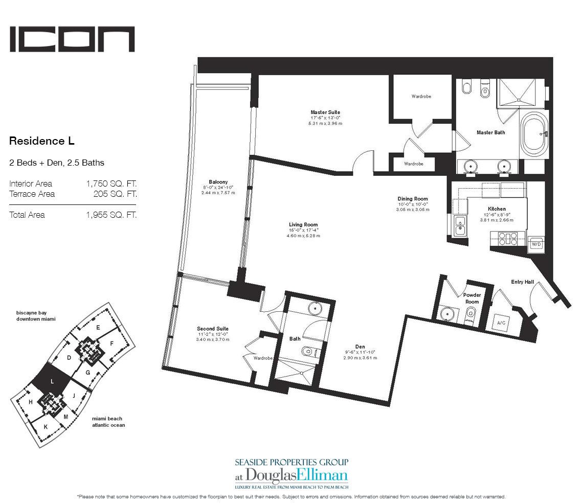 The Residence L Floorplan for ICON South Beach, Luxury Waterfront Condos in Miami Beach, Florida 33139