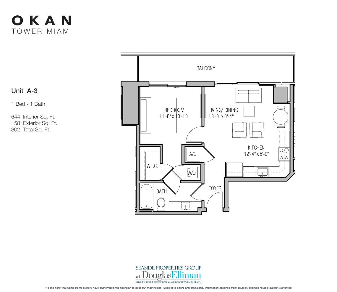 The Unit A-3 Floorplan Okan Tower, Luxury Condos in Miami, Florida 33136