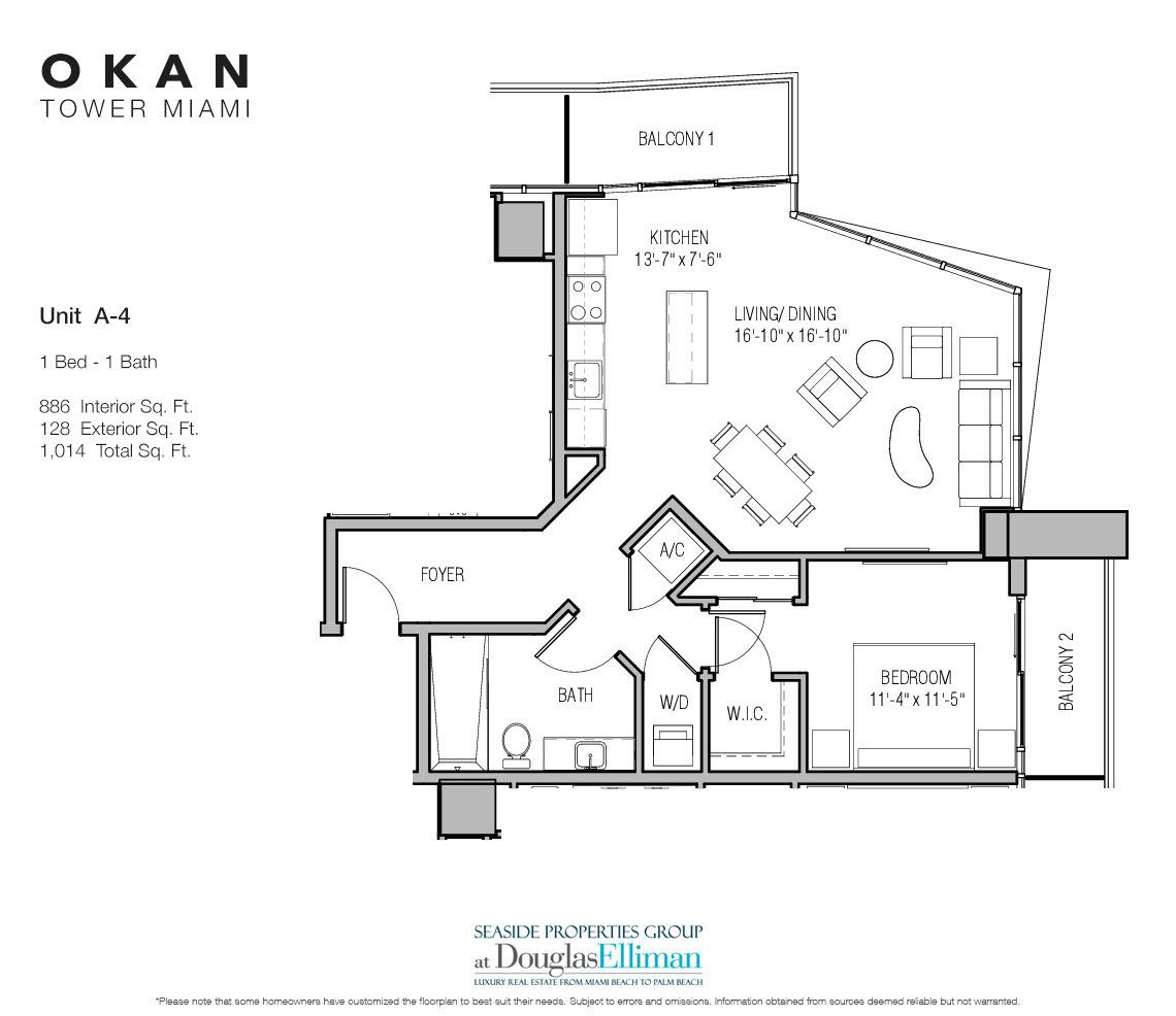 The Unit A-4 Floorplan Okan Tower, Luxury Condos in Miami, Florida 33136