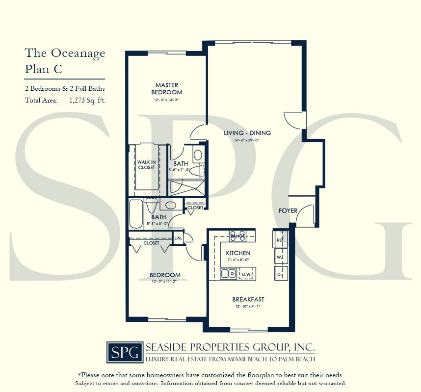 Residence C Floorplan at The Oceanage Luxury Waterfront Condo on Fort Lauderdale Beach