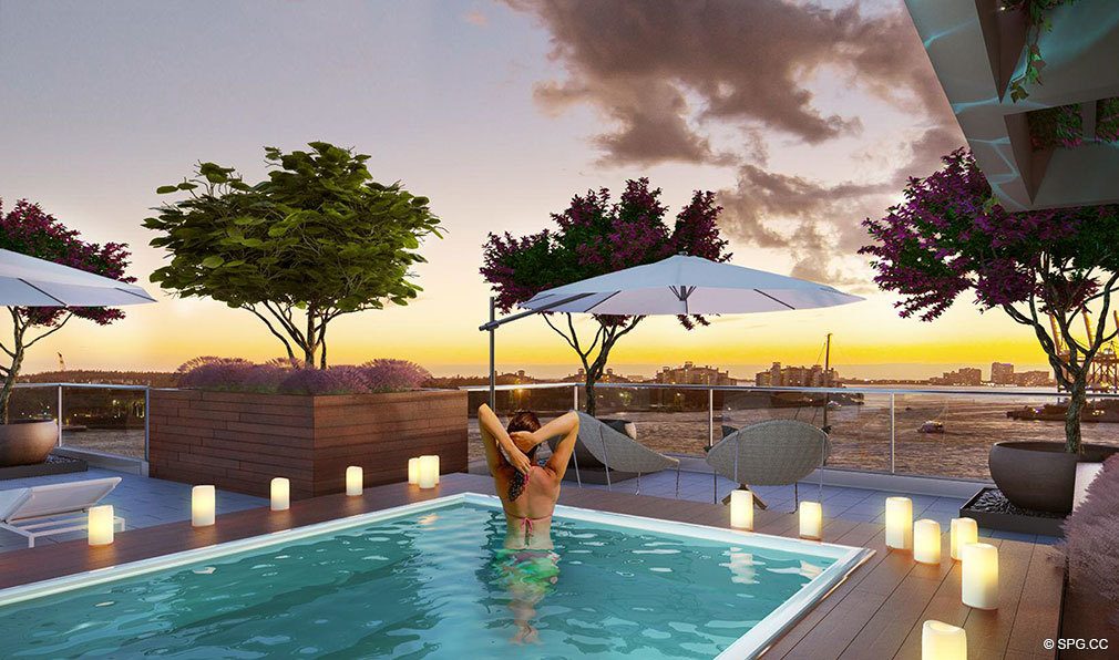 Rooftop Pool at Marea South Beach, Luxury Seaside Condominiums at 801 S Pointe Dr, Miami Beach, FL 33139