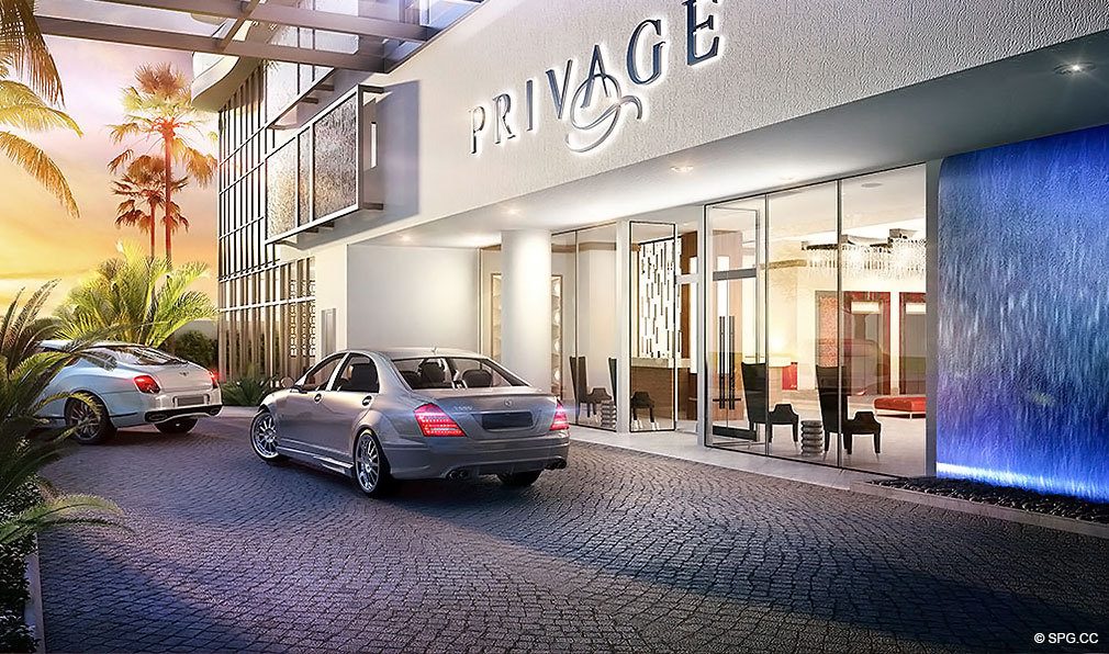 Privage Entrance, Luxury Waterfront Condominiums Located at 325 North Birch Rd, Ft Lauderdale, FL 33304