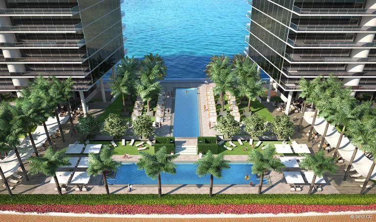 Pools at Prive, Luxury Waterfront Condominiums Located at 5000 Island Estates Blvd, Aventura, FL 33160
