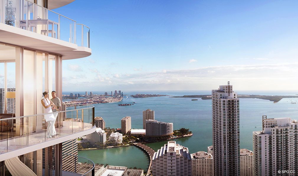 View from SLS Lux Brickell, Luxury Seaside Condominiums Located at 801 S Miami Ave, Miami, FL 33130