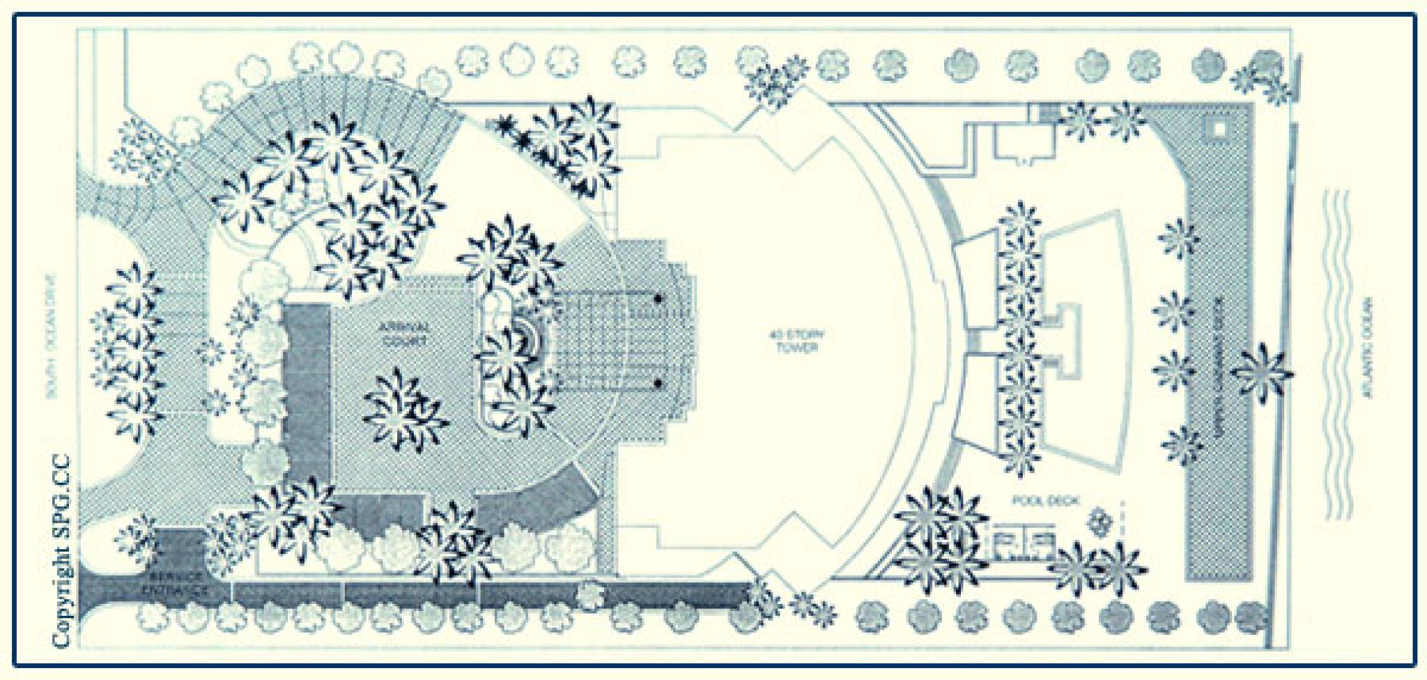 Siteplan for Trump Hollywood, Luxury Oceanfront Condominiums Located at 2711 South Ocean Drive, Hollywood Beach, Florida 33019