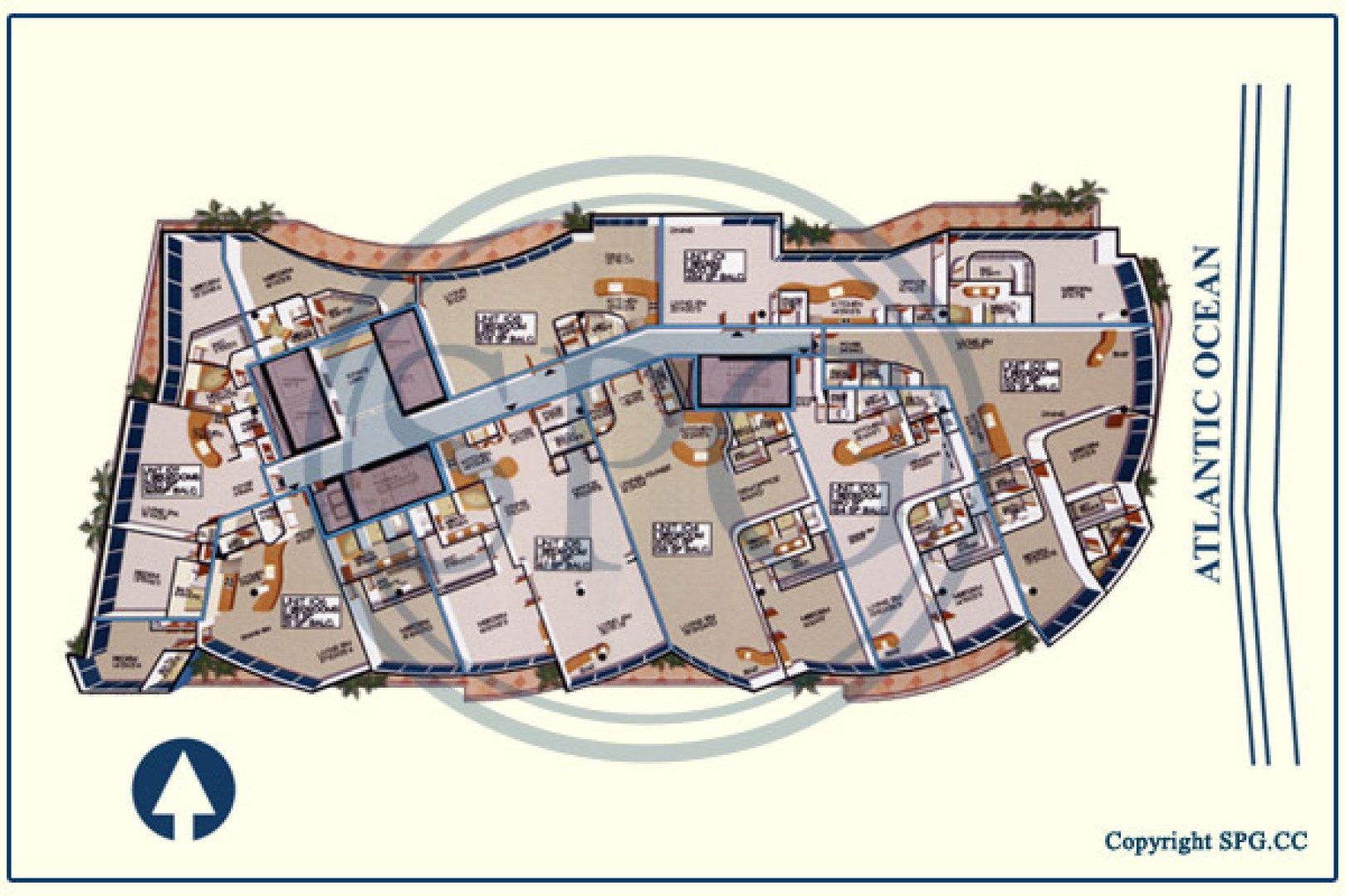 Siteplan for Coconut Grove Residences, Luxury Oceanfront Condominiums Located at Located at 1200 Holiday Drive, Fort Lauderdale, Florida 33316