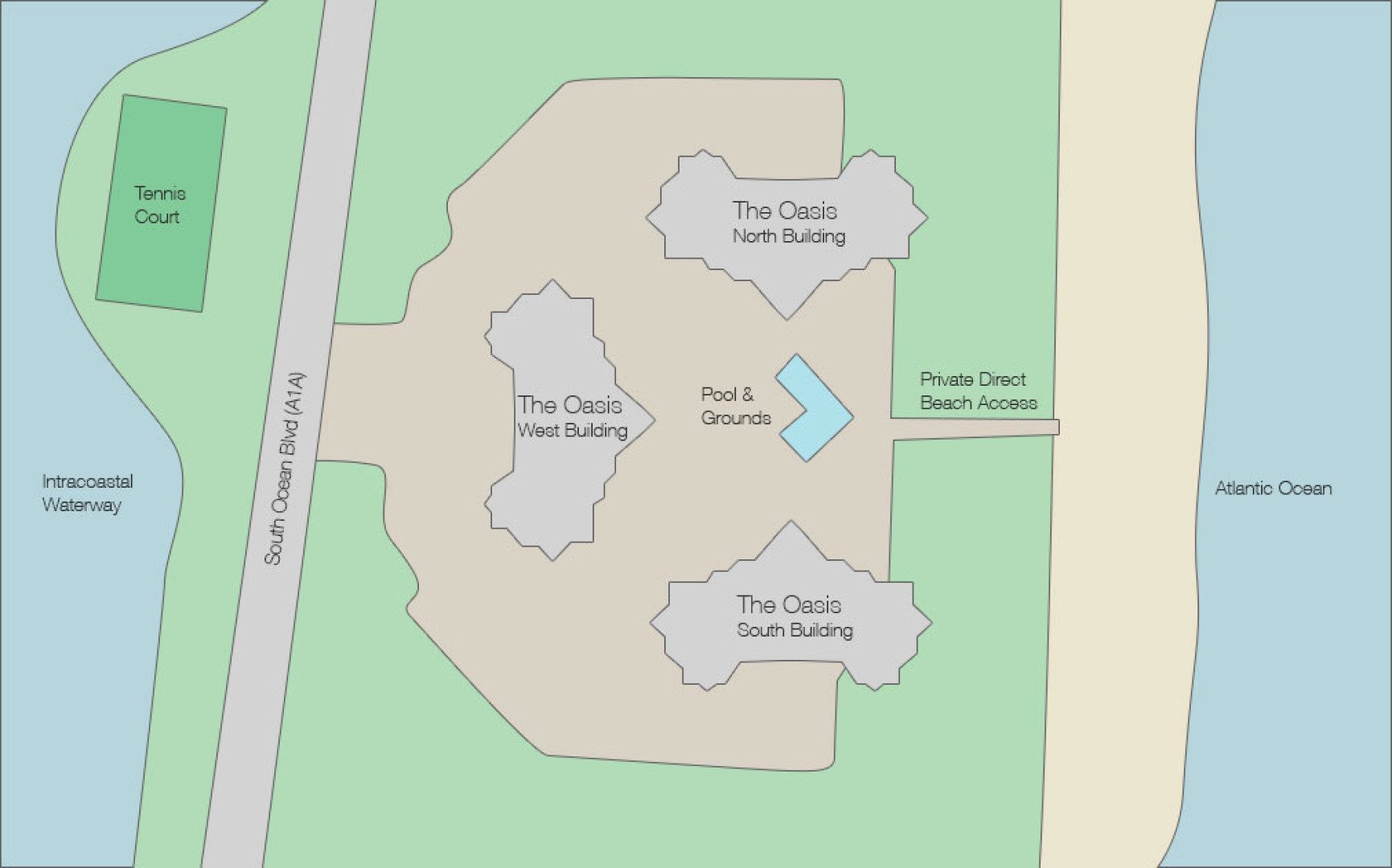 Siteplan for Oasis, Luxury Oceanfront Condos in Palm Beach