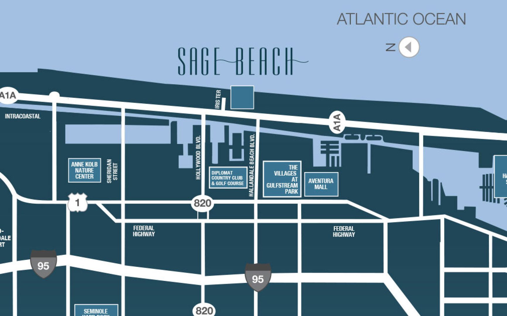 Siteplan for Sage Beach, Luxury Oceanfront Condos in Hollywood Beach Florida 33019