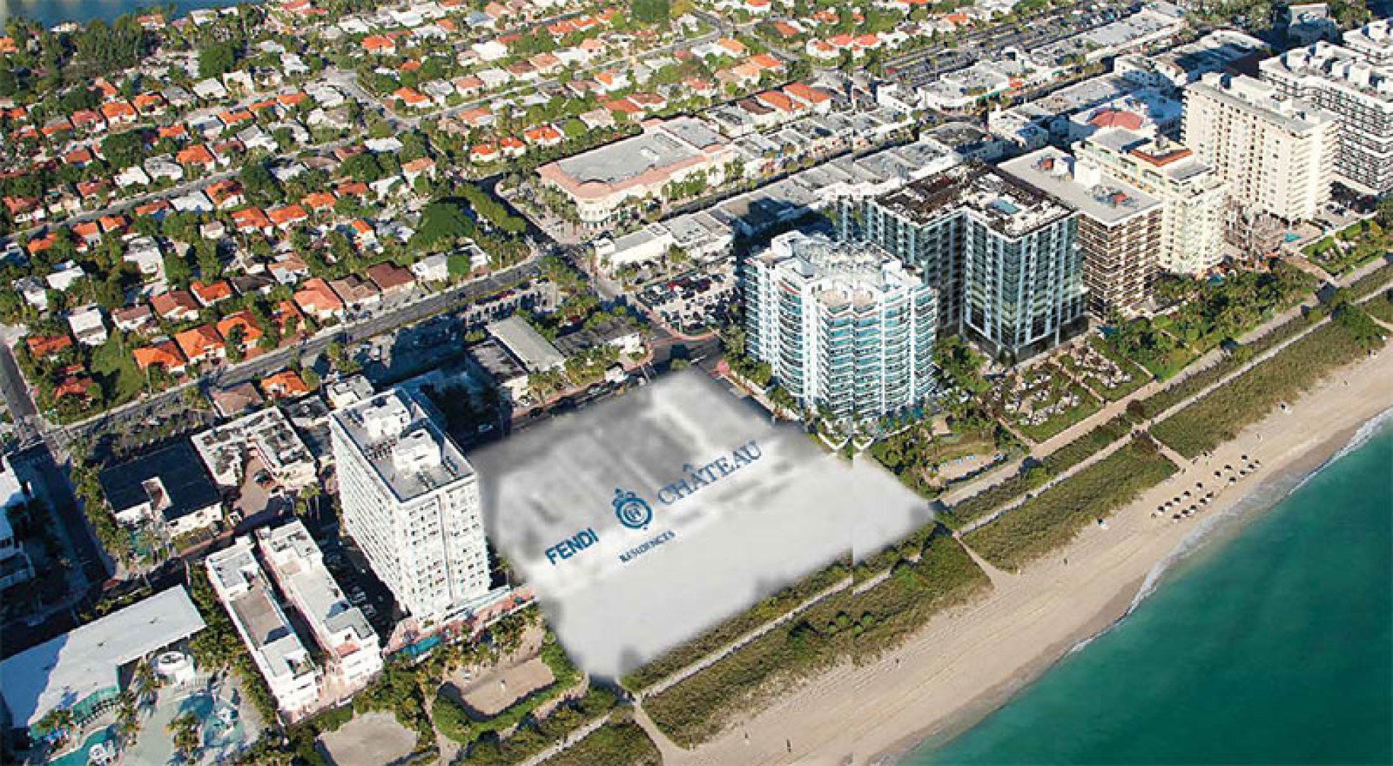 Siteplan for Fendi Chateau Ocean, Luxury Oceanfront Condominiums Located at 9365 Collins Avenue, Surfside, Florida 33154
