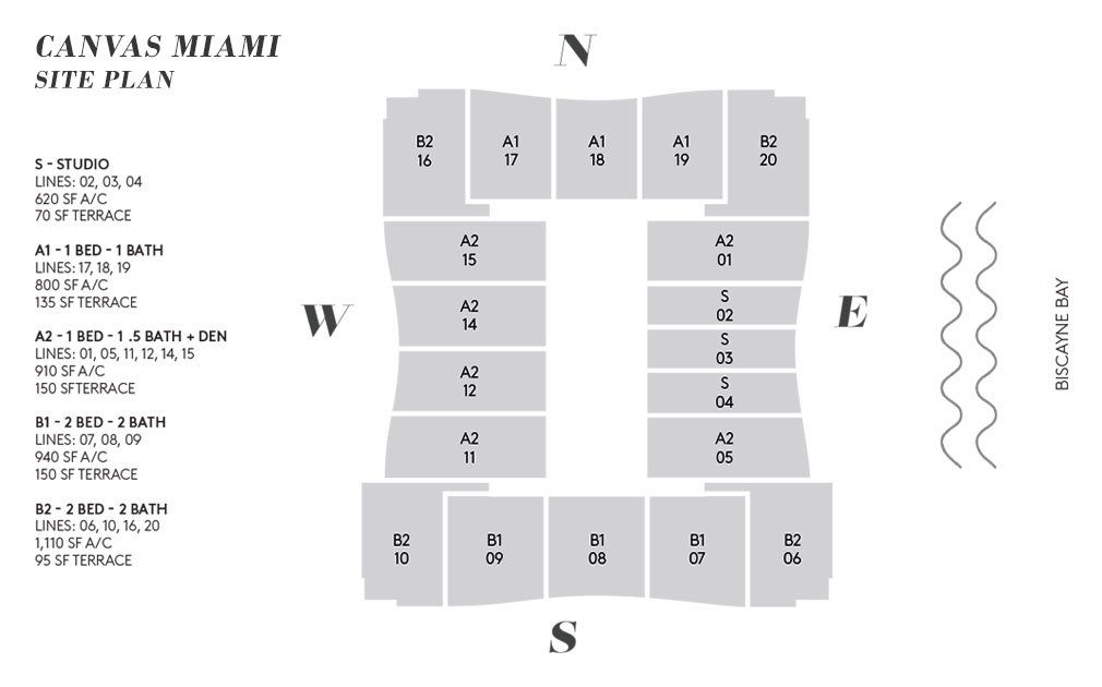 Siteplan for Canvas Miami, Luxury Condos in Miami, Florida 33132