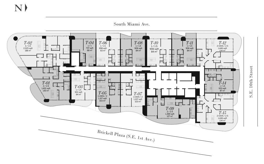 Siteplan for Brickell Flatiron, Luxury Condos in Miami, Florida 33130