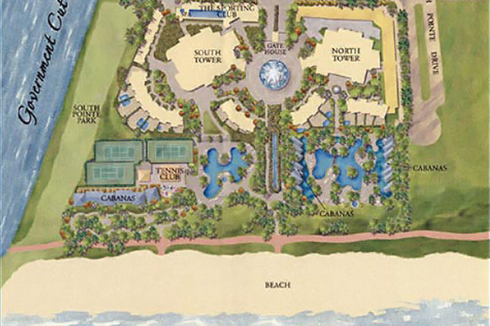 Siteplan for The Continuum, Luxury Oceanfront Condominiums Located at 50-100 South Pointe Drive, Miami Beach, Florida 33139