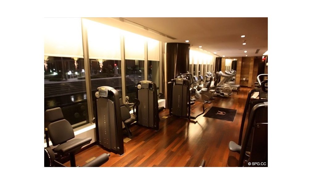 Fitness Center at Apogee South Beach, Luxury Waterfront Condominiums Located at 800 South Pointe Dr, Miami Beach, FL 33139