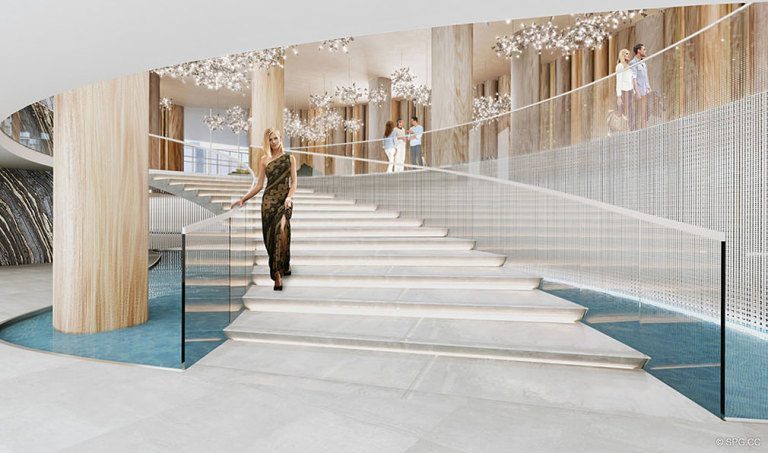 Grand Stairway at Aria on the Bay, Luxury Waterfront Condominiums Located at 1770 North Bayshore Drive, Miami, FL 33132