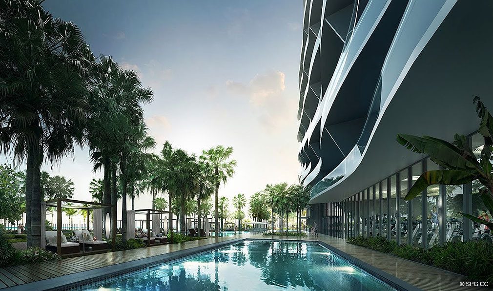 Pool at Fendi Chateau Residences, Luxury Oceanfront Condominiums Located at 9365 Collins Ave, Surfside, FL 33154