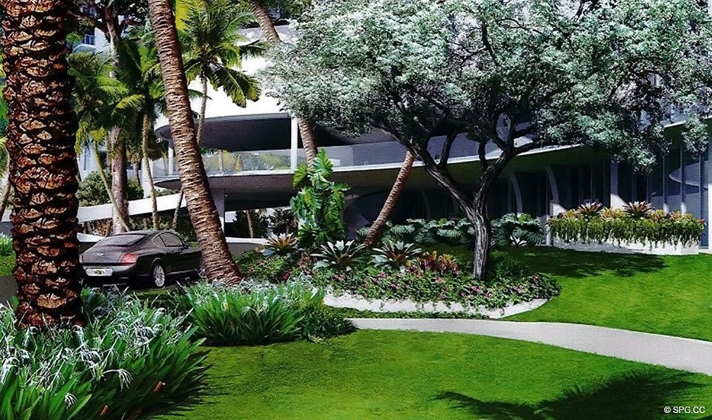 Lush Landscaping at Jade Signature, Luxury Oceanfront Condominiums Located at 16901 Collins Ave, Sunny Isles Beach, FL 33160
