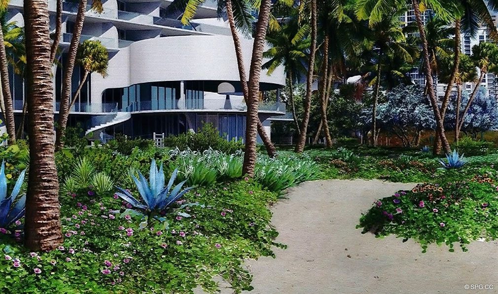 Jade Signature Lush Landscaping, Luxury Oceanfront Condominiums Located at 16901 Collins Ave, Sunny Isles Beach, FL 33160