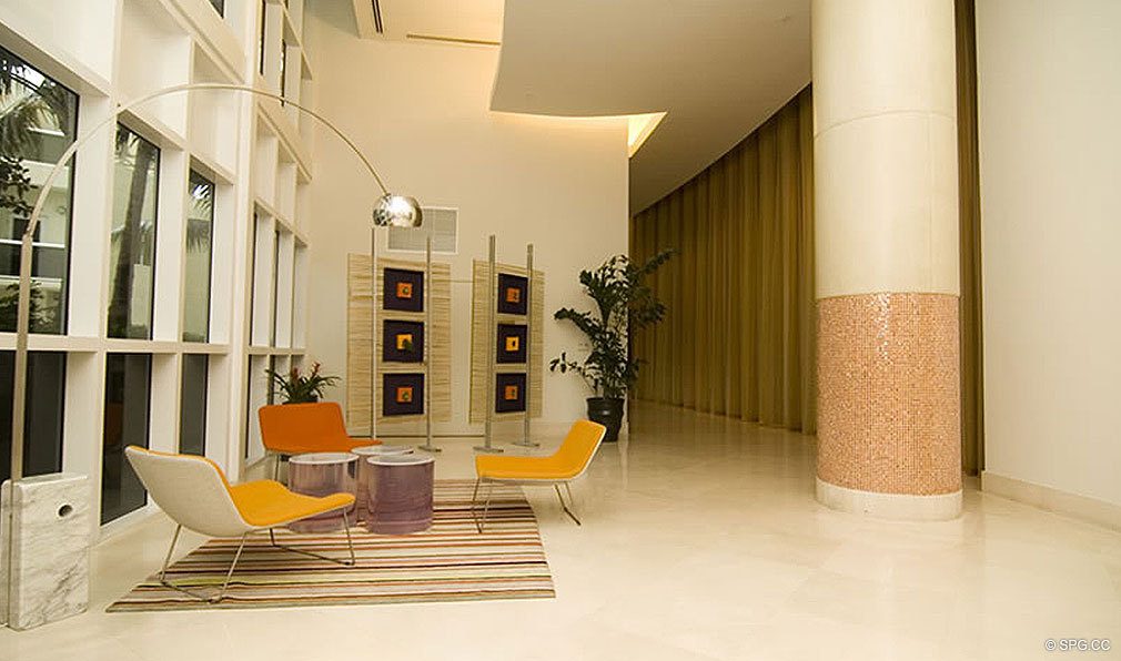 Murano Grande Sitting Area, Luxury Waterfront Condominiums Located at 400 Alton Rd, Miami Beach, FL 33139