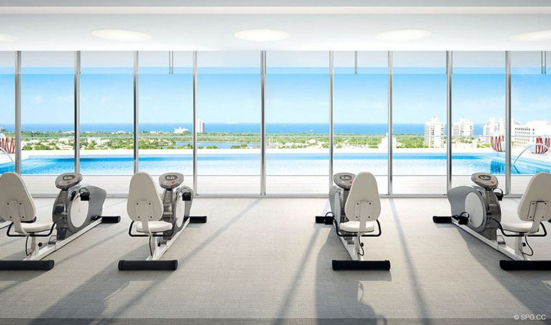 Waterfront Fitness Center Vistas em Riva, Luxo Waterfront Condos em Fort Lauderdale, Florida 33304.