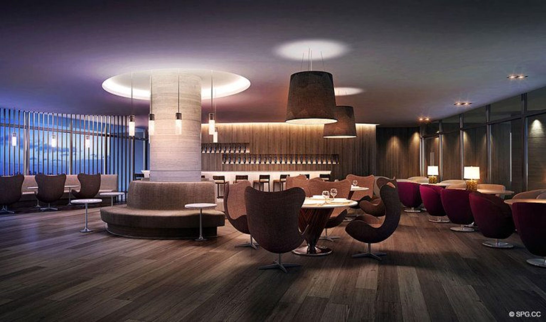 Cocktail Lounge inside Riva, Luxury Waterfront Condos in Fort Lauderdale, Florida 33304.