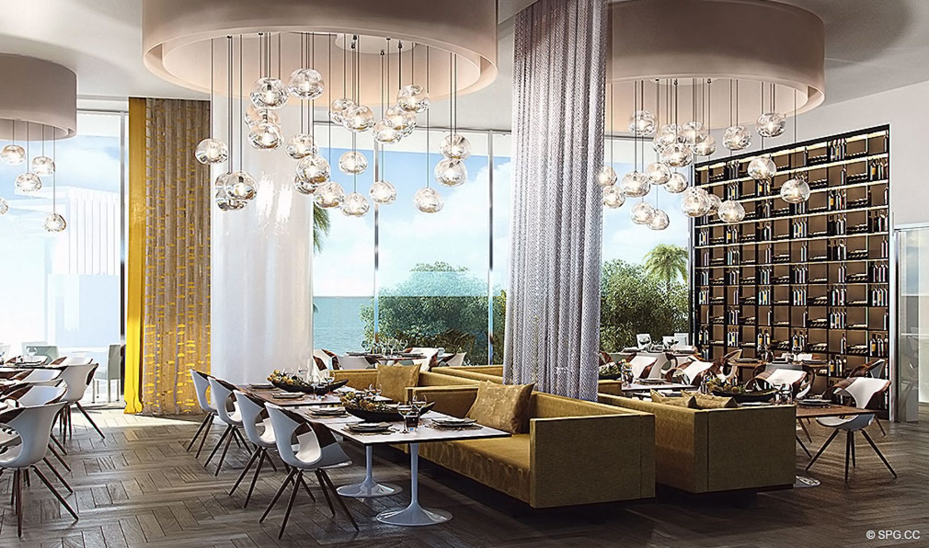 Lavish Social Spaces inside Turnberry Ocean Club, Luxury Oceanfront Condos Located at 18501 Collins Avenue, Sunny Isles Beach, Miami 33160