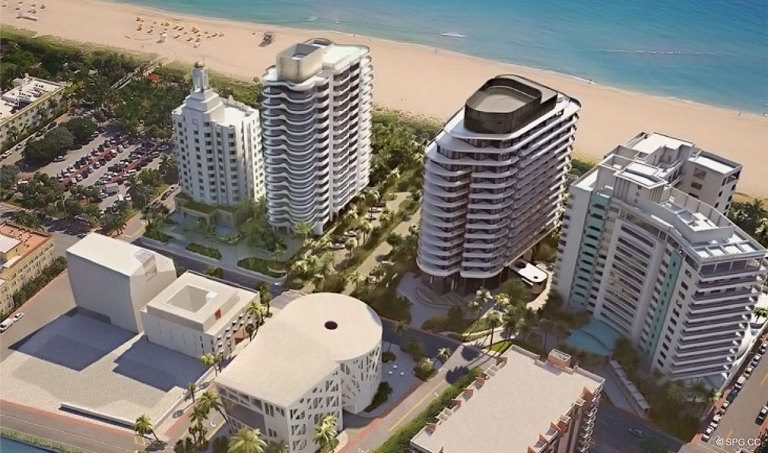 Render of the Faena District and Faena Versailles Contemporary, Luxury Oceanfront Condos in Miami Beach, Florida 33140