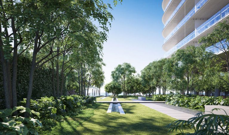 Grounds Rendering at Eighty Seven Park, Luxury Oceanfront Condos in Miami Beach, Florida 33154