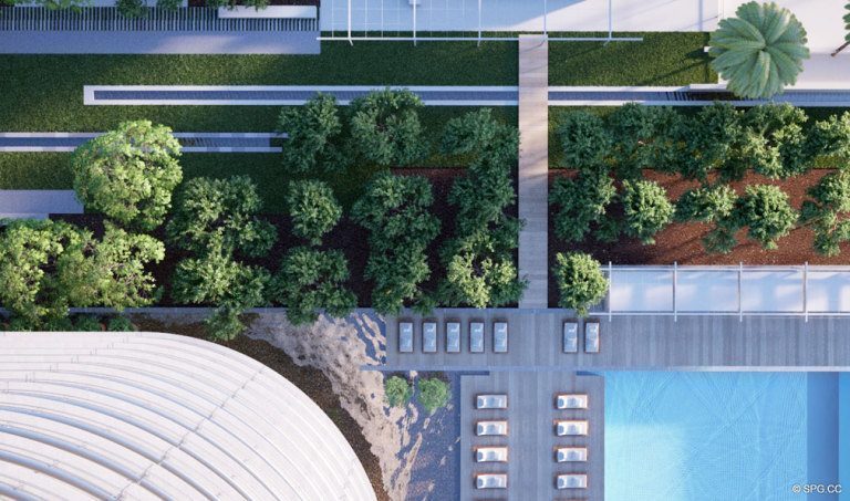 Overhead Grounds View at Eighty Seven Park, Luxury Oceanfront Condos in Miami Beach, Florida 33154