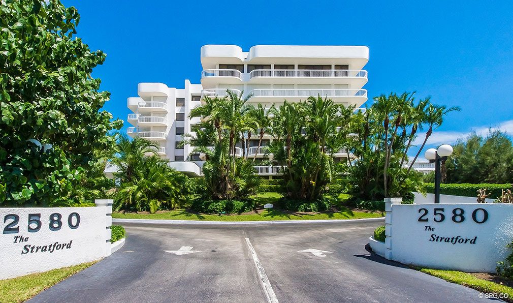 Entrance to The Stratford, Luxury Oceanfront Condos in Palm Beach, Florida 33480