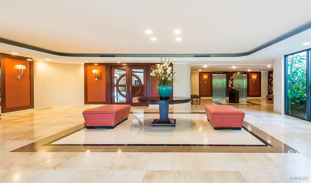 Lobby inside The Stratford, Luxury Oceanfront Condos in Palm Beach, Florida 33480