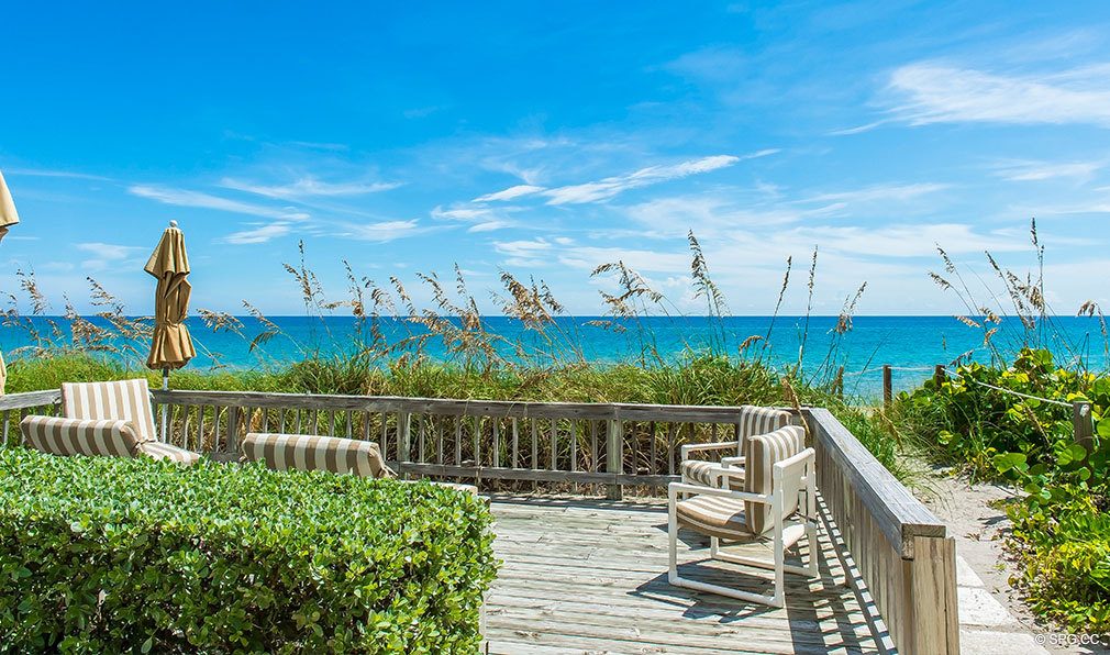 Private Beach Entrance at The Stratford, Luxury Oceanfront Condos in Palm Beach, Florida 33480