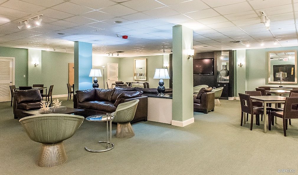 Club Room inside The Stratford, Luxury Oceanfront Condos in Palm Beach, Florida 33480