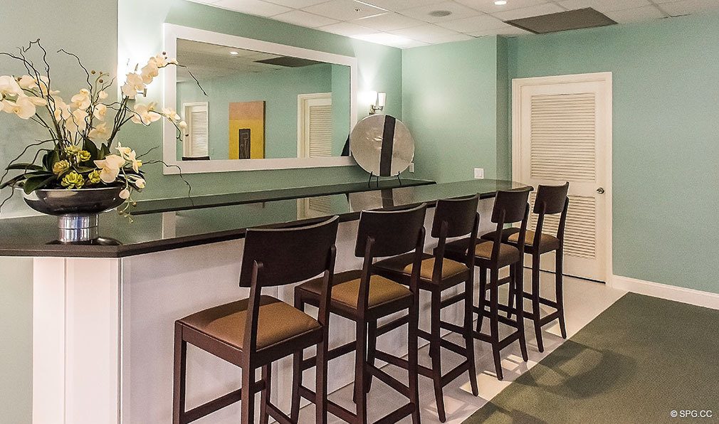Club Room Bar Area at The Stratford, Luxury Oceanfront Condos in Palm Beach, Florida 33480