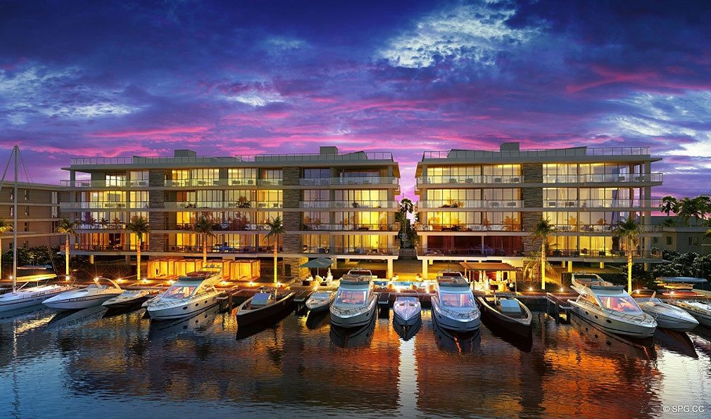 Evening Intracoastal Render of AquaVita Las Olas, Luxury Waterfront Condos in Fort Lauderdale, Florida 33301