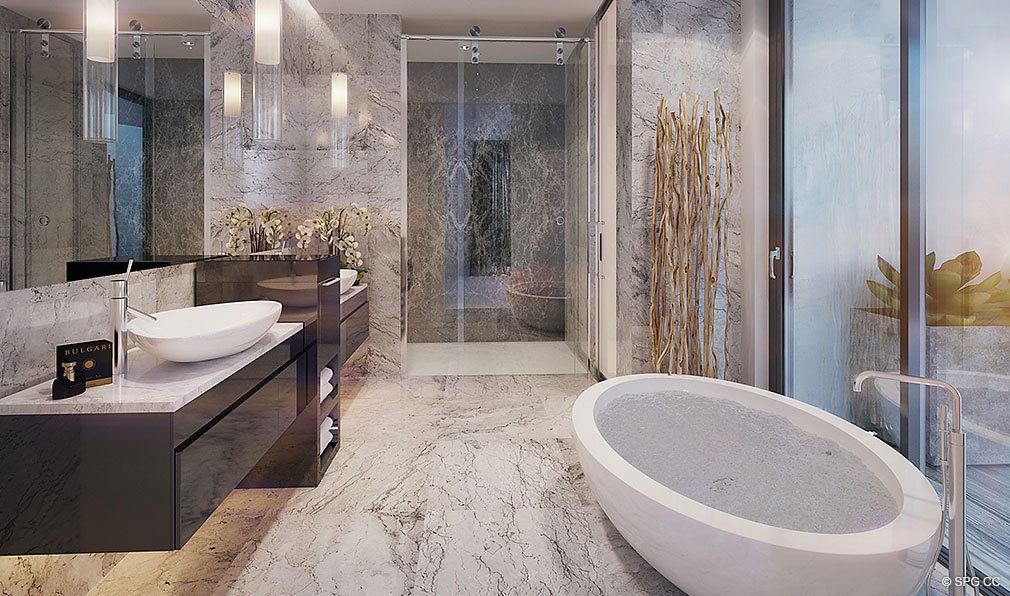 Penthouse Bathroom at The Wave on Bayshore, Luxury Seaside Condos in Fort Lauderdale, Florida 33304